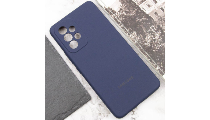 Чехол Silicone Cover Lakshmi Full Camera (AAA) with Logo для Samsung Galaxy A53 5G Темно-синий / Midnight blue - фото