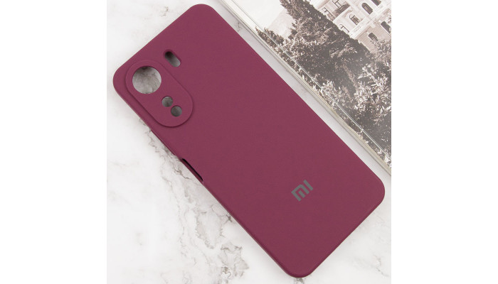 Чехол Silicone Cover Lakshmi Full Camera (AAA) with Logo для Xiaomi Redmi 13C / Poco C65 Бордовый / Plum - фото