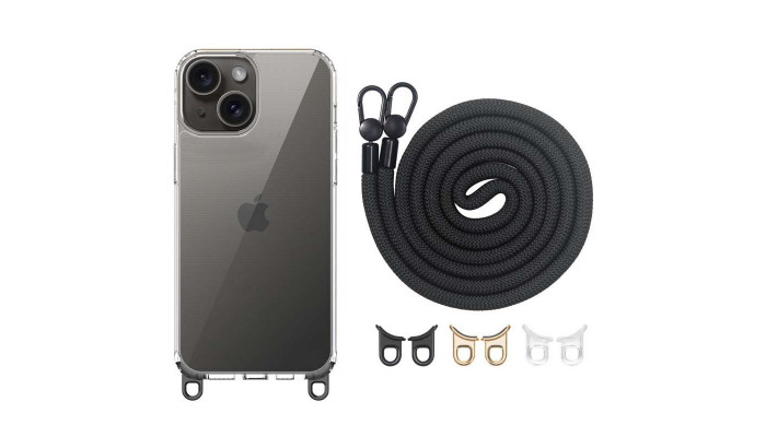 Чехол TPU Transparent with Straps для Apple iPhone 15 (6.1