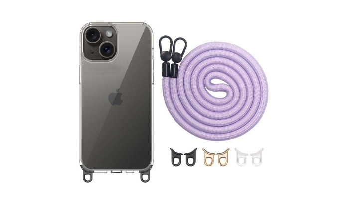 Чехол TPU Transparent with Straps для Apple iPhone 15 (6.1