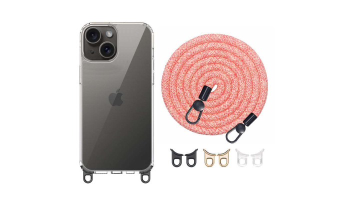 Чехол TPU Transparent with Straps для Apple iPhone 15 (6.1