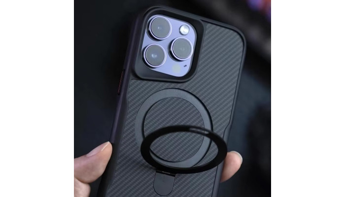 TPU+PC чохол Metal Buttons with MagSafe Carbon Ring для Apple iPhone 16 Pro (6.3