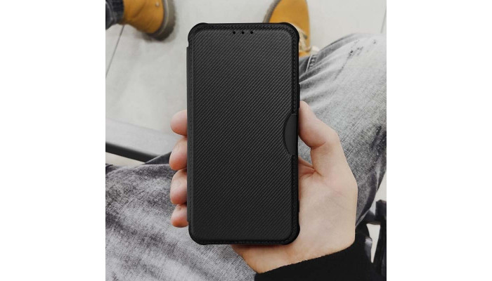 Кожаный чехол книжка GETMAN Razor (PU) для Xiaomi Redmi Note 13 Pro 4G / Poco M6 Pro 4G Carbon - фото