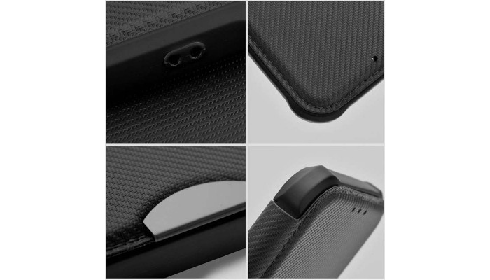 Кожаный чехол книжка GETMAN Razor (PU) для Xiaomi Redmi Note 13 Pro 4G / Poco M6 Pro 4G Carbon - фото