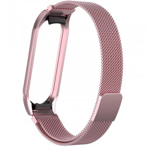 Ремінець Milanese Loop Design для Xiaomi Mi Band 5 / 6 Rose Gold