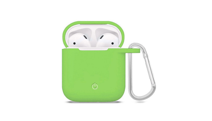 Силіконовий футляр з карабіном для навушників AirPods Зелений / Green - фото
