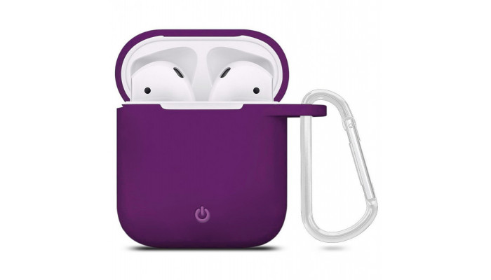 Силіконовий футляр з карабіном для навушників AirPods Фіолетовий / Grape - фото