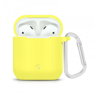 Силиконовый футляр с карабином для наушников AirPods Желтый / Bright Yellow