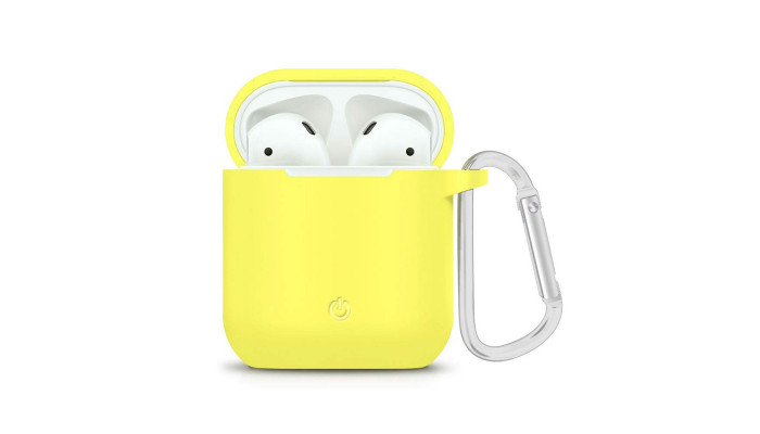 Силіконовий футляр з карабіном для навушників AirPods Жовтий / Bright Yellow - фото