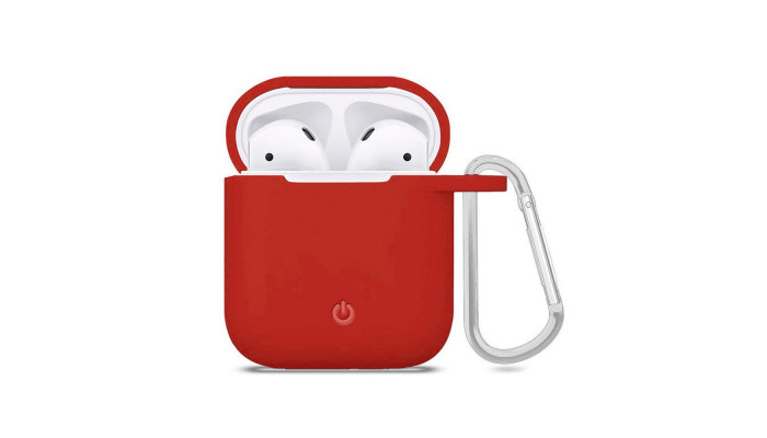 Силіконовий футляр з карабіном для навушників AirPods Червоний / Red - фото