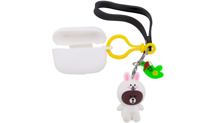 Силіконовий футляр Cute Charm для навушників AirPods Pro Ведмідь в костюме / Білий - фото