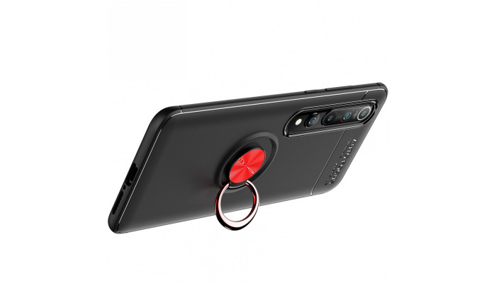 TPU чохол Deen ColorRing під магнітний тримач (opp) для Xiaomi Mi 10 / Mi 10 Pro Чорний / Червоний - фото