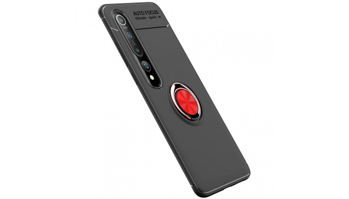 TPU чохол Deen ColorRing під магнітний тримач (opp) для Xiaomi Mi 10 / Mi 10 Pro Чорний / Червоний - фото