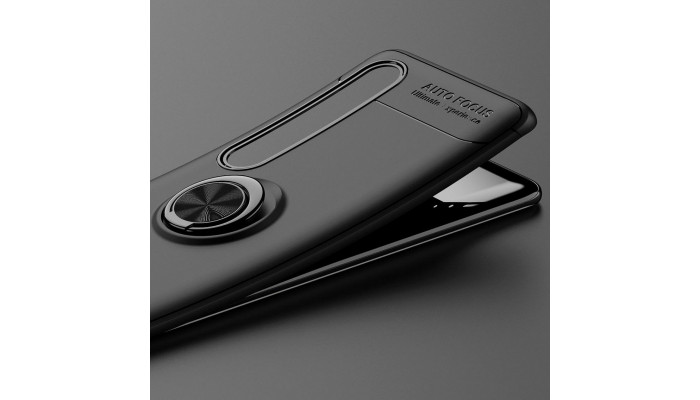 TPU чехол Deen ColorRing под магнитный держатель (opp) для Xiaomi Mi 10 / Mi 10 Pro Черный / Черный - фото