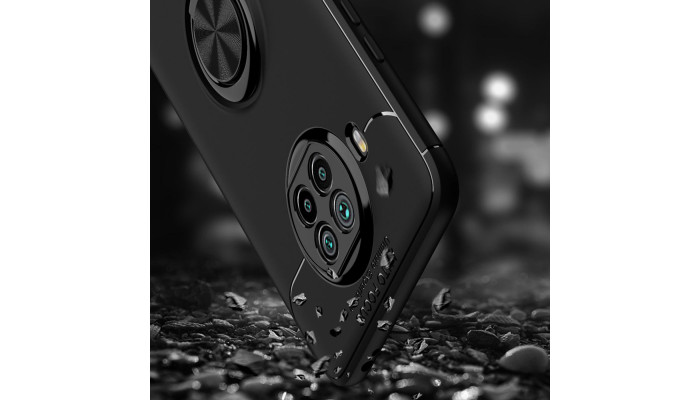 TPU чехол Deen ColorRing под магнитный держатель (opp) для Xiaomi Mi 10T Lite / Redmi Note 9 Pro 5G Черный / Черный - фото