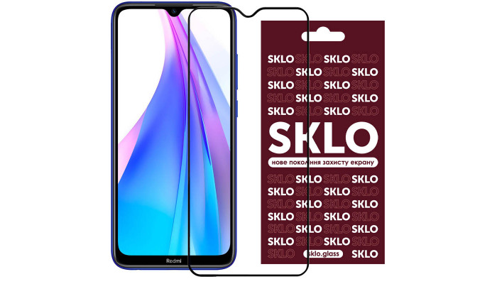 Захисне скло SKLO 3D (full glue) для Xiaomi Redmi Note 8T Чорний - фото