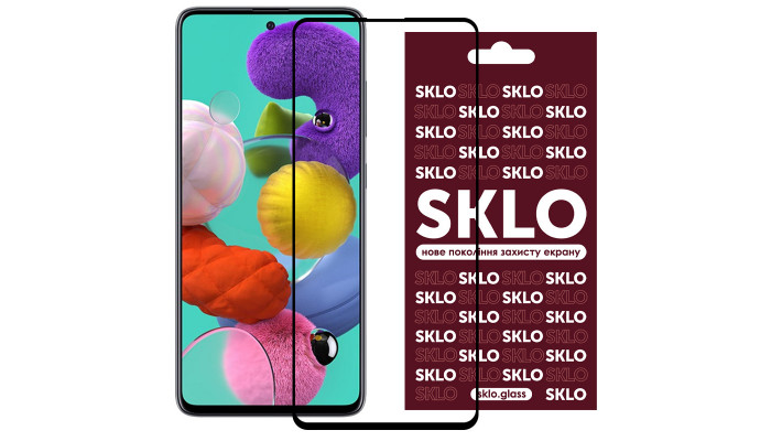 Захисне скло SKLO 3D (full glue) для Samsung Galaxy A51 / M31s Чорний - фото