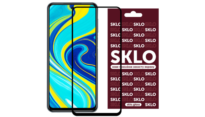 Захисне скло SKLO 3D (full glue) для Xiaomi Redmi Note 9s / Note 9 Pro / Note 9 Pro Max Чорний - фото