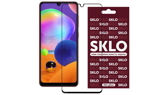 Защитное стекло SKLO 3D (full glue) для Samsung Galaxy A31 Черный - фото