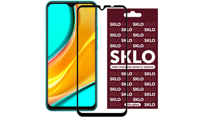Защитное стекло SKLO 3D (full glue) для Xiaomi Redmi 9 / Poco M3 / Redmi 9T Черный - фото