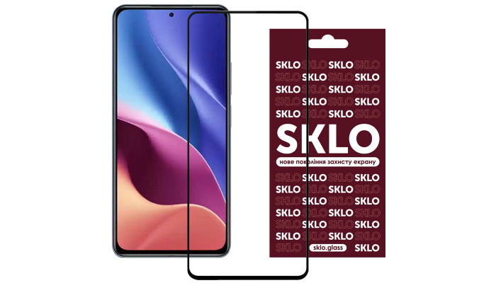 Захисне скло SKLO 3D (full glue) для Xiaomi Redmi K40/K40 Pro/K40 Pro+/Poco F3/Mi 11i/Poco X3 GT Чорний - фото