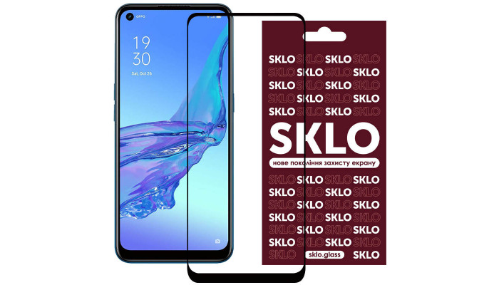 Захисне скло SKLO 3D (full glue) для Oppo Reno 5 Lite Чорний - фото