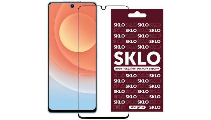 Защитное стекло SKLO 3D (full glue) для TECNO POP 5 Черный - фото