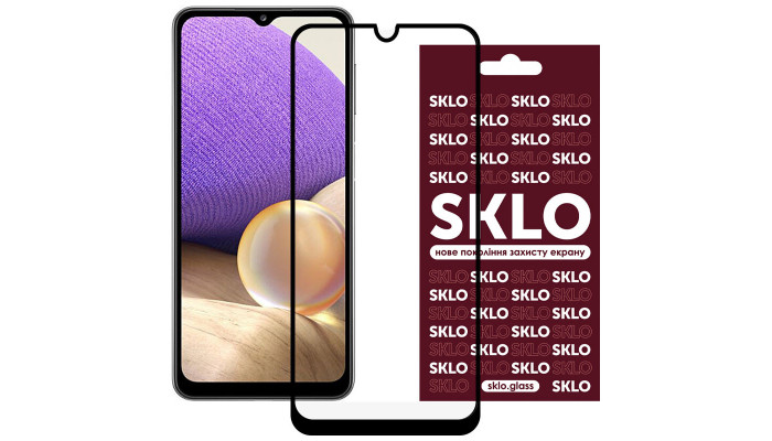 Захисне скло SKLO 3D (full glue) для Xiaomi Redmi 10C / Poco C40 / 12C Чорний - фото