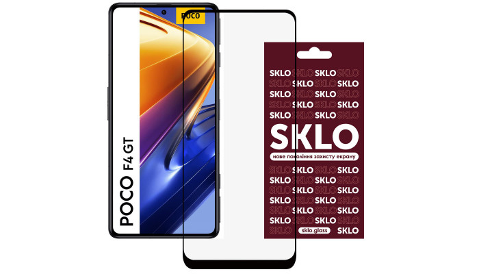Защитное стекло SKLO 3D (full glue) для Xiaomi Poco F4 GT Черный - фото
