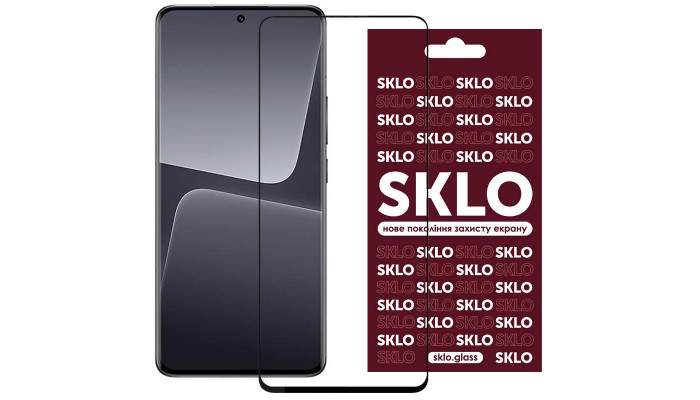 Захисне скло SKLO 3D (full glue) для Xiaomi 13 / 14 Чорний - фото