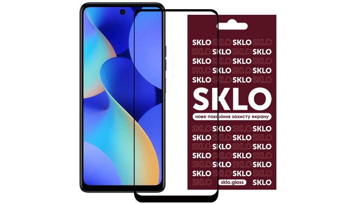 Захисне скло SKLO 3D (full glue) для TECNO Spark 10 Pro Чорний - фото