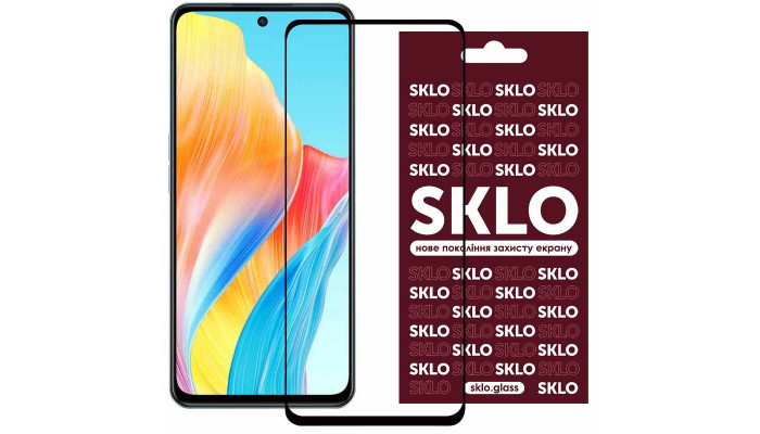 Защитное стекло SKLO 3D (full glue) для Oppo A98 Черный - фото