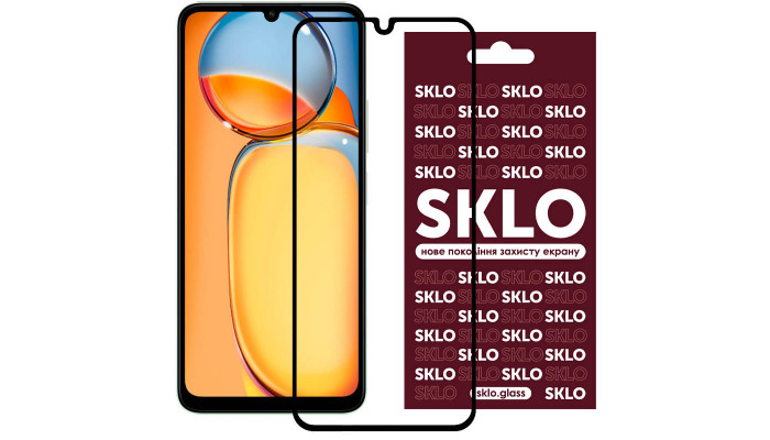 Захисне скло SKLO 3D (full glue) для Xiaomi Redmi 13C / Poco C65 Чорний - фото