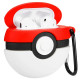 Силиконовый футляр Pokemon series для наушников AirPods + карабин Покебол/Красно-белый - фото