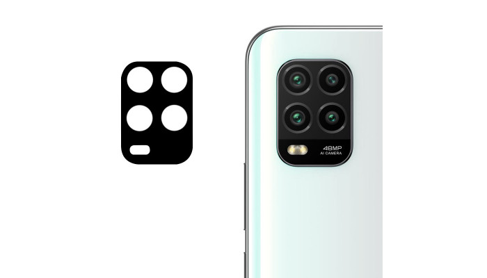 Гнучке захисне скло 0.18mm на камеру (тех.пак) для Xiaomi Mi 10 Lite Чорний - фото