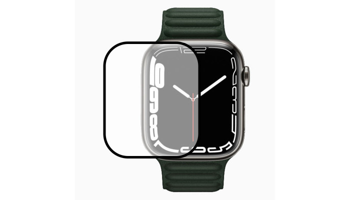 Полимерная пленка 3D (full glue) (тех.пак) для Apple Watch Series 7/8/9 41mm Черный - фото