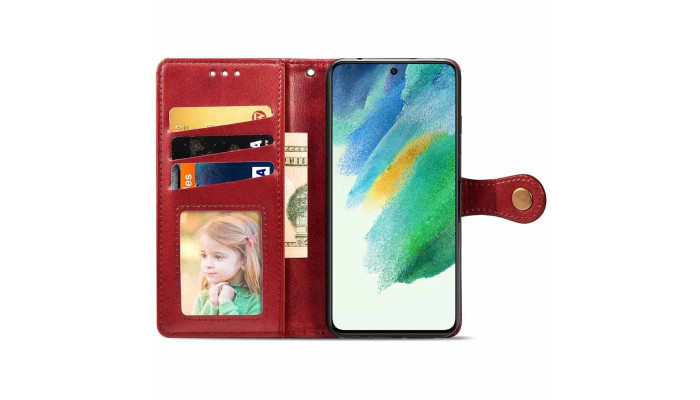 Кожаный чехол книжка GETMAN Gallant (PU) для Samsung Galaxy S21 FE Красный - фото