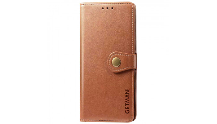Кожаный чехол книжка GETMAN Gallant (PU) для Xiaomi Redmi 10C Коричневый - фото