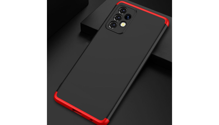 Пластиковая накладка GKK LikGus 360 градусов (opp) для Samsung Galaxy A72 4G / A72 5G Черный / Красный - фото