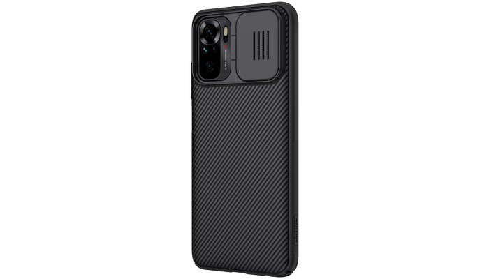 Карбоновая накладка Nillkin Camshield (шторка на камеру) для Xiaomi Redmi Note 10 / Note 10s Черный / Black - фото