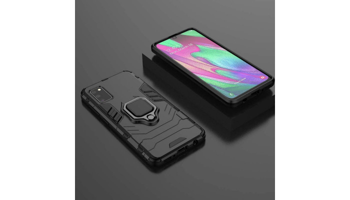 Ударостійкий чохол Transformer Ring for Magnet для Samsung Galaxy A41 Чорний / Soul Black - фото