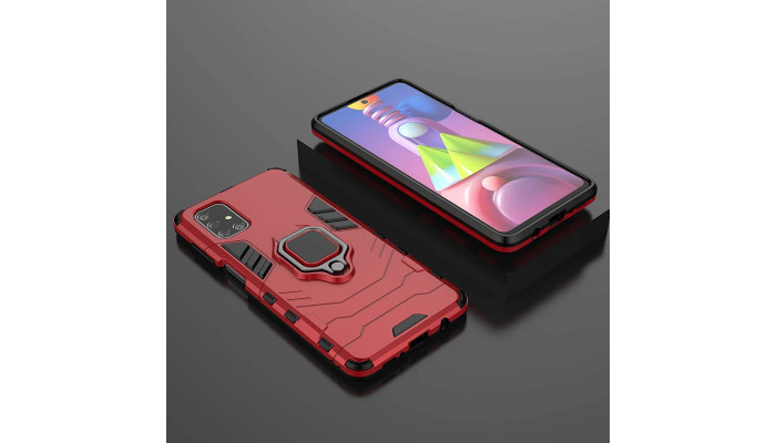 Ударопрочный чехол Transformer Ring for Magnet для Samsung Galaxy M51 Красный / Dante Red - фото