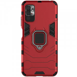 Ударопрочный чехол Transformer Ring for Magnet для Xiaomi Redmi Note 10 5G / Poco M3 Pro Красный / Dante Red