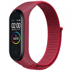 Ремешок Nylon для Xiaomi Mi Band 3/4/5/6/7 Красный