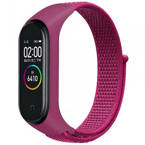 Ремешок Nylon для Xiaomi Mi Band 3/4/5/6/7 Малиновый