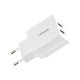 Мережевий зарядний пристрій (зарядка) USAMS US-CC090 T24 2.1A Dual USB Travel Charger （EU） Білий - фото
