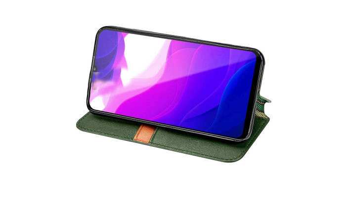 Кожаный чехол книжка GETMAN Cubic (PU) для Xiaomi Mi 10 Lite Зеленый - фото