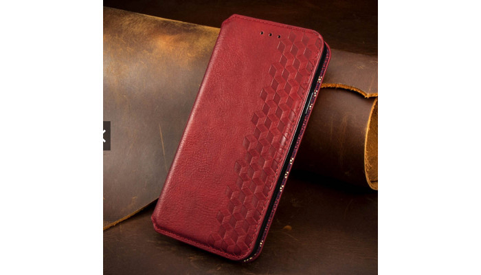 Кожаный чехол книжка GETMAN Cubic (PU) для Xiaomi Redmi 9A Красный - фото