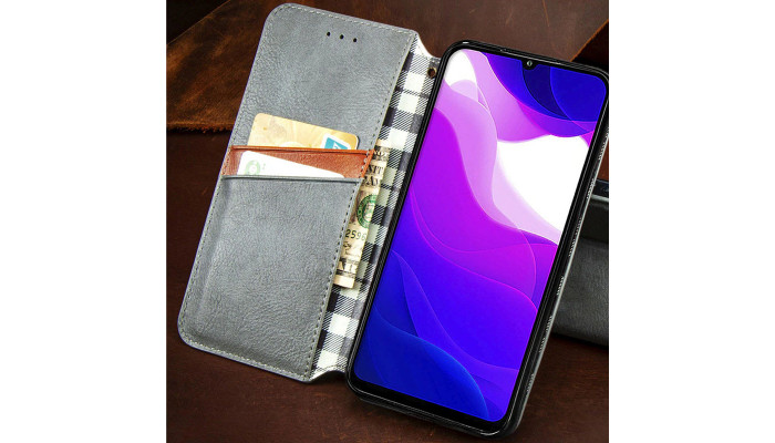 Шкіряний чохол книжка GETMAN Cubic (PU) для Xiaomi Redmi 9A Сірий - фото