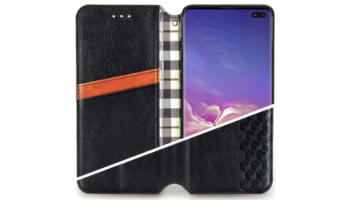 Кожаный чехол книжка GETMAN Cubic (PU) для Xiaomi Redmi Note 10 / Note 10s Черный - фото